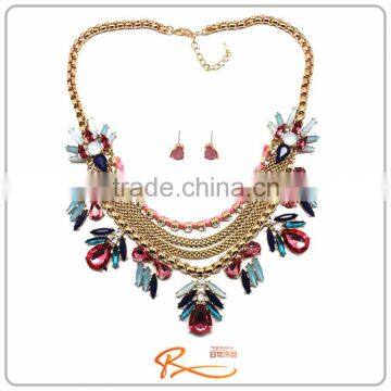 China Wholesale Newest Flower Design Gold Necklace photo-2