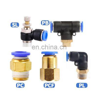 Pneumatic PC PCF PL PLF Pneumatic connector 4mm-12mm fitting thread 1/8\