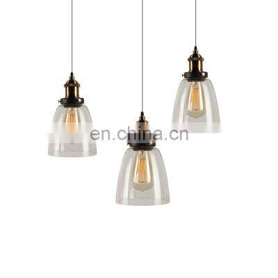 Clear Glass Pendant Light Transparent Vintage Lamp Edison Filament Bulb American Restaurant Hotel Room Lighting