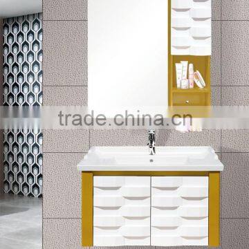 Double basin modern PVC and MDF bathroom cabinet with high glossy painting