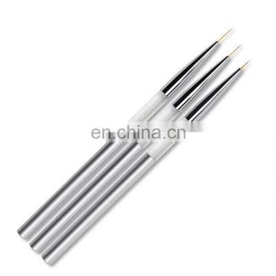 Hot sale Nylon Hair Thin Nail Art Liner Paint Brushes Set 3pcs/set for 3D drawing nail brush