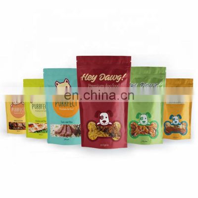 Custom printing resealable plastic pet food bag waterproof stand up zipper bag for pet food