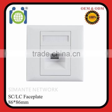 High Impact Flame Retardant Plastic 1 port 86*86mm SC fiber faceplate