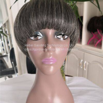 High Quality Gray Color Short Human Hair Wig Wholesaler photo-3