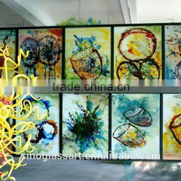 Hotel Project Corridor Glass Decorative Painting For Wall Decoration