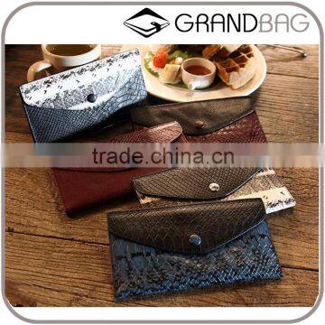 2016 new fashion slim cowhide snake pattern leather long wallet for ladies