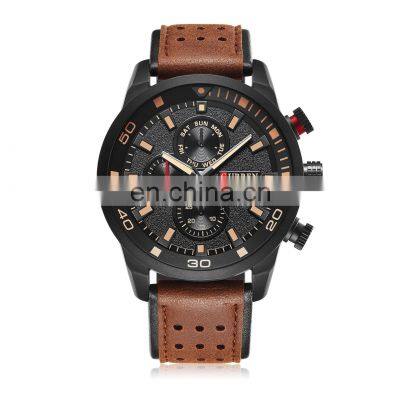 CURREN Fashion Matching Leather Strap Sports Casual Men's Watch