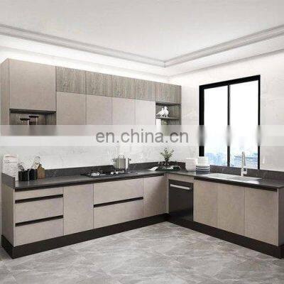 American Custom Design Cheap Pantry Wooden Cupboard Slab Door Prefabricated Kitchen Cabinets photo-3