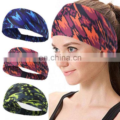 Wholesale Running Stretchy Wide Elastic Women Logo Custom Man Sweatband Headband Sport Custom