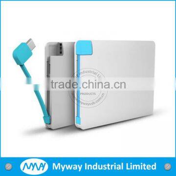 Alibaba full capacity 2200mah brief card slim battery power bank charger for wedding gift