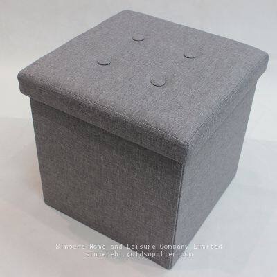 Foldable Storage Velvet Ottoman-Grey