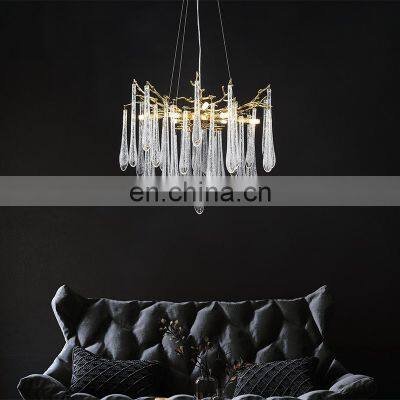 Indoor Creative Vintage Led Brass Gold Luxury Ceiling Pendant Light Modern Crystal Chandeliers For Living Room And Dining Room