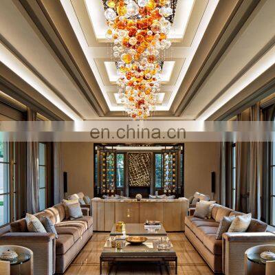 Modern Indoor Hall Ceiling Glass Blown Hanging Lamp Ball Pendant Light Bubble Ball Chandelier