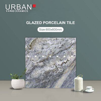 Luxury Hotel Golded 600X600mm Ceramic Non Slip Glazed Rustic Porcelain Floor Wall Tile