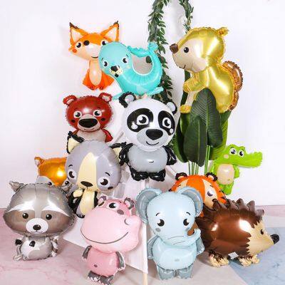 New Light Film Small Animal Balloons Fox Walrus Crocodile Hippo Rabbit Tiger Cartoon Shape Aluminum Foil Balloon