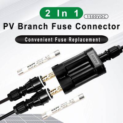 Wholesales NSPV Solar PV Plug 1500V DC Cable plug 2 in 1 Wire Branch Fuse Connector