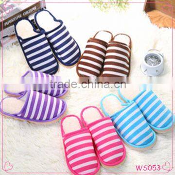 2015 Best Selling Lovely Soft Warm Men and Women Slippers Stripe Hot Style Slippers