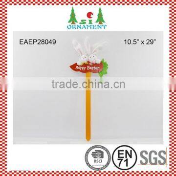 Easter wooden stake with plush bunny