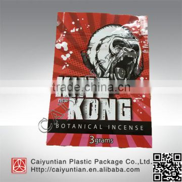 custom 3g kingkong herbal incense packaging bags