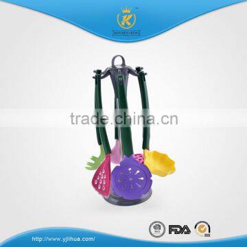 KITCHEN KING Turner/slotted Spoon/spoon/soup Ladle/pasta Spoon/skimmer 7pcs Nylon Utensils Cooking Tools Set With Stand