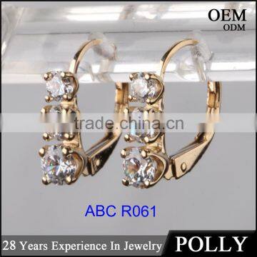 Simple jewellery design lever back 14k gold and cz earrings