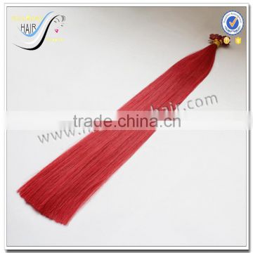 Italy keratin glue 100% human red braiding hair Wholesale flat tip hair extension