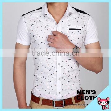 2015 Summer Newest White Short Sleeve Men Fashion Shirt