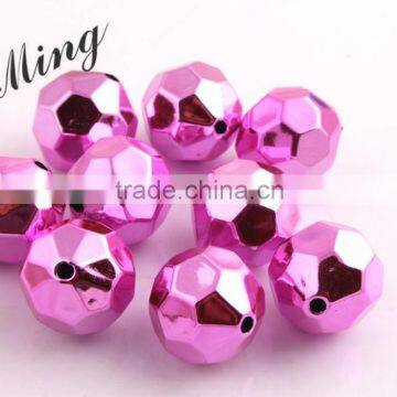 Pink Color New AAA Quality Chunky 20mm Faceted Acrylic UV Plating Beads for Chunky Beaded Necklace Jewelry