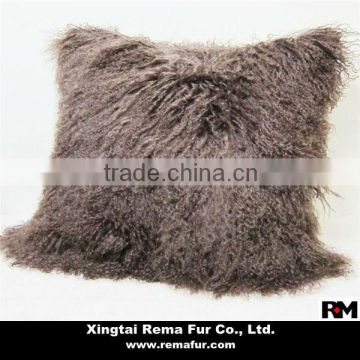 China factory direct selling 100% Genuine mongolian lamb fur cushion cover in high quality