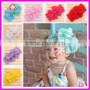 Large bow elastic lace headband, bow lace hair band, lace elastic hairband