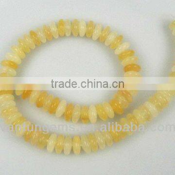 Wholesale 4-5*11-12mm polished Spring Yellow Jade rondelles gemstone beads