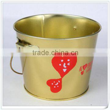 Gift Tin Bucket with Handle, Food Grade Tinplate with Printing