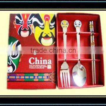 Chinese facebook stainless steel tableware gift set, flasks gift set
