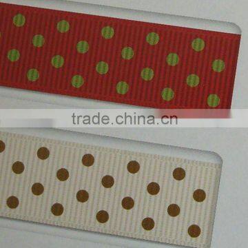 Regular dots printed grosgrain ribbon