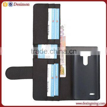 Factory manufacturer leather flip wallet case for lg g3 stylus cover