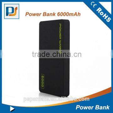 6000mAh slim portable mobile phone powerbank charger with charge cable