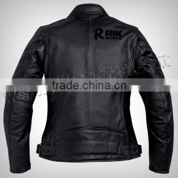Quality Black Women Motorbike Leather Jacket, Motorcycle Clothing Black Quality Leather Racing Jacket photo-4