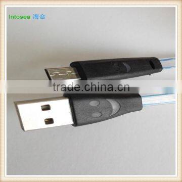 Colorful Led Smiley Face Micro Usb Cable for Iphone 4,usb Flat Cable photo-2