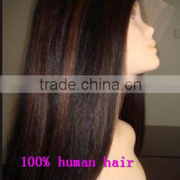 hot new products for 2013! China manufactuer yaki straight, two tone lace front wig