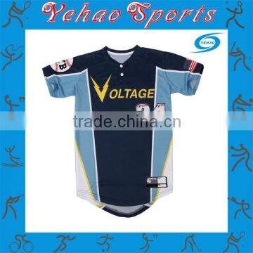 Custom made sublimated baseball jersey with badge and applique