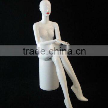 Gloss white finish with Make-up sitting female mannequin/ manikins/model/maniquim(12083(930-1head))