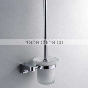 wall mounted Chromed Polished designed Square Base Bathroom Toilet Brush Holders With Toilet Cup Set Bathroom Accessories