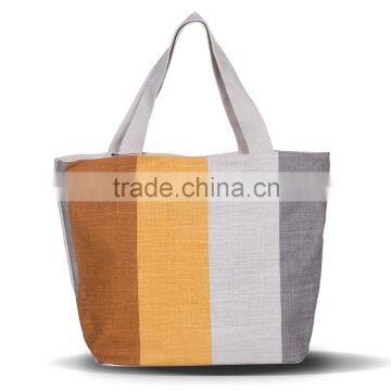 Women Girl Lady Linen Cotton Stripes Printing Canvas Tote Shopping Bag