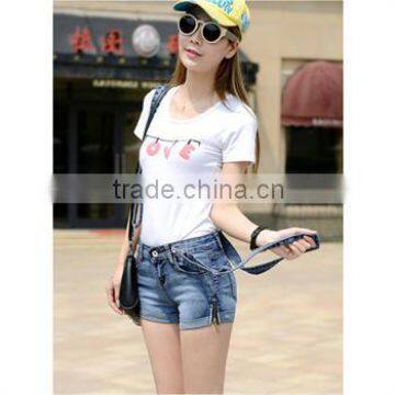 Womens ladys Jeans Shorts Hot Pants Suspenders Overalls Denim Lovely Zipper Side
