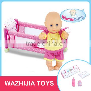 New design hot sale cheap 12 inch china baby alive doll with bed