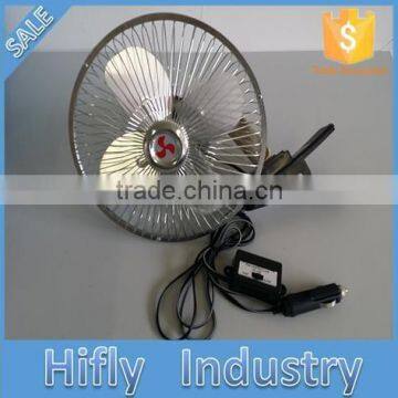 HF-830 DC 12V/24V Car Fan Oscillating Portable Auto Car Fan 8 Inch Mini Aluminum Blade Car Fan With Speed Switch