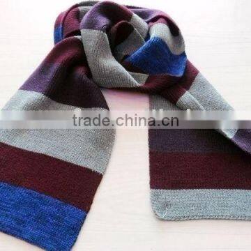 Fashion Lady Acrylic Stripe Knitted Scarf