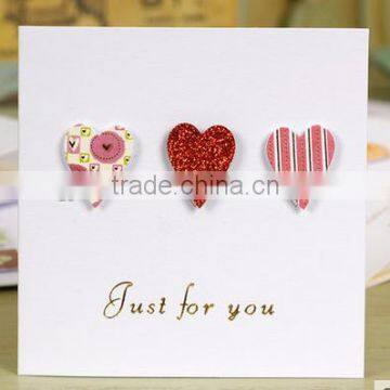 Three simple 3D heart shape design of thanksgiving card/birthday card