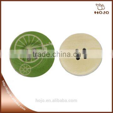Fashion Vintage bicycle printed green wooden buttons 4 holes 3cm for fabric