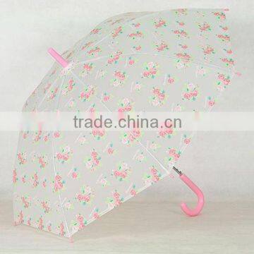 Promotional POE Auto Open Straight Transparent Printing Umbrella Supplier